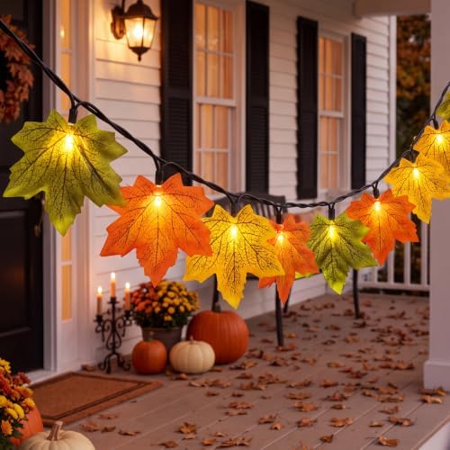 13.6FT Thanksgiving Maple Leaf String Lights, Plug-in Connectable by Txcigech