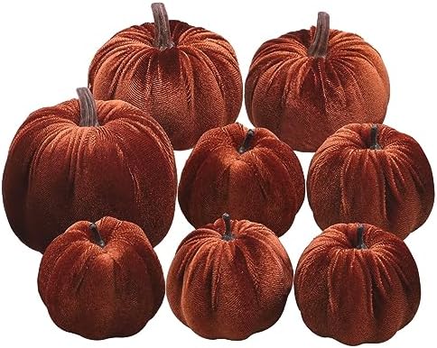 Woration 8pcs Artificial Pumpkins Decorations Velvet Fake Fabric Pumpkin by Woration
