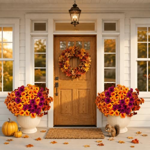 Geegoods 12 Bundles Yellow Mix Artificial Fall Petunia Flowers for Planters - Image 2