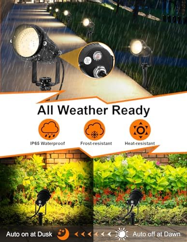 Dusk to Dawn Outdoor Lighting,3000K Warm White LED Landscape Spotlights with Photocell Sensor,Waterproof Spot Lights for Yard Flag Pole House Garden Tree(4 Pack) - Image 5