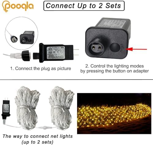 Pooqla Warm White Net Lights, 21x 5ft Christmas Lights Outdoor Clear Wire - Image 5