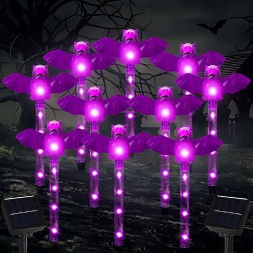 10 Pack Solar Halloween Bat Pathway Lights, 3D Solar Lights by VOGVOG