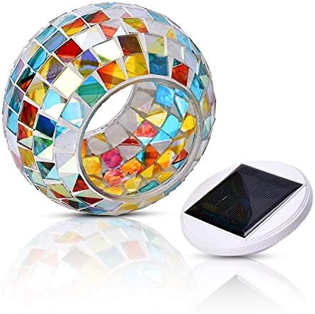 WSgift Color Changing Solar Powered Glass Mosaic Ball Led Garden Lights, Rechargeable Outdoor Waterproof Solar Night Lights Table Lamps for Decorations, Ideal Gifts - Image 4