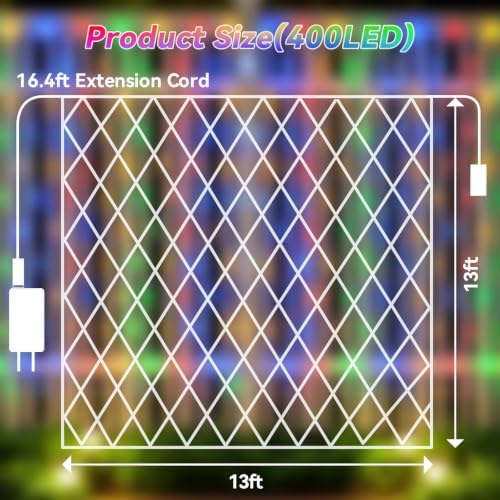 LitHome 13 x 13FT Christmas Net Lights Outdoor Mesh Lights Connectable - Image 5