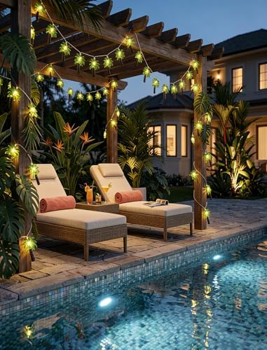 12Ft Summer Beach Hawaiian String Lights - 20 LED Palm Tree Lights for Luau Pool Decor, Hawaii Theme Summer Outdoor Indoor Tropical Party Decorations - Image 7