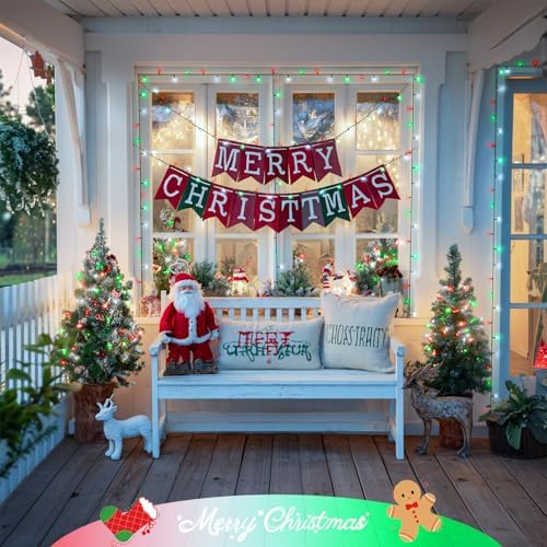 JMEXSUSS 250 LED Christmas Lights, Red White and Green Light Plug in - Image 5