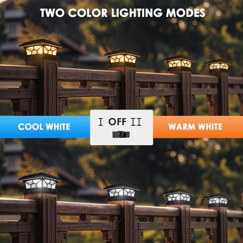2 Pack Solar Post Cap Lights Outdoor Waterproof, Dual Light, Black - Image 3
