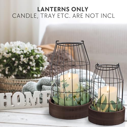 Rustic Farmhouse Lantern Decor Set of 2 - Stylish Decorative Lanterns - Image 2