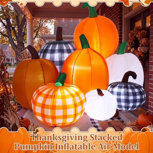 Leyndo Thanksgiving Inflatables Outdoor Decorations, 5.91 ft Multicolor Stacked Pumpkin Blow up Yard Decoration with Built in Lights and Fan for Fall Lawn Garden Porch - Image 5