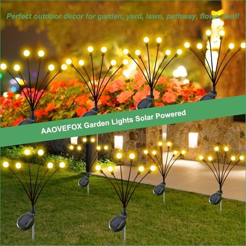 Solar Lights Outdoor, 6 Pack Solar Garden Lights, Firefly Lights, Garden Decorations for Yard Patio Pathway Lawn, Gifts for Mom Women - Image 5