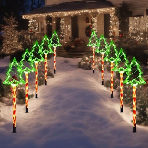 BRIGHTDECK Solar Christmas Tree Pathway Lights Outdoor Decorations, 5 Pack - Image 7