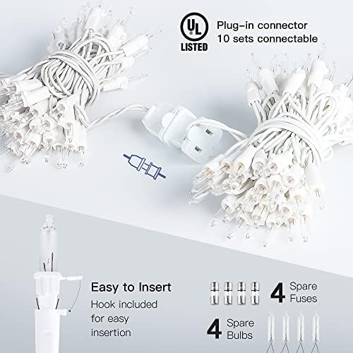 Hopolon Warm White Christmas Mini Lights, 50 Count 13FT White Wire - Image 2
