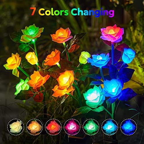 RECHOO Solar Garden Lights Outdoor 6Pack, Solar Flower Lights with 30 Roses - Image 3