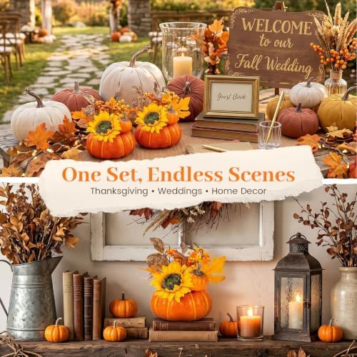 DomeStar Pumpkin Decor, Fall Centerpieces for Tables, Artificial Pumpkins - Image 6