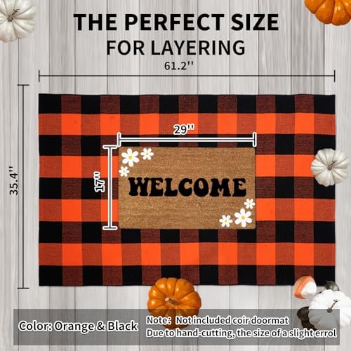 Halloween Buffalo Plaid Rug 3x5 Ft, Orange Black Indoor Outdoor Rug - Image 2