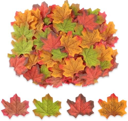 400Pc Artificial Fall Leave Silk Maple Leaf for Thanksgiving Decor - Image 2