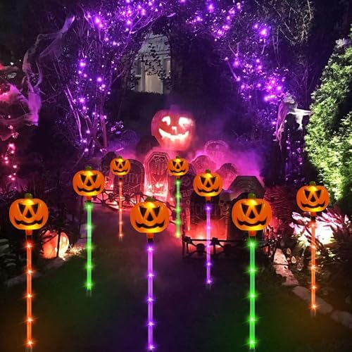 6 Pack Solar Pumpkin Lights Outdoor Waterproof for Halloween Decorations - Image 4
