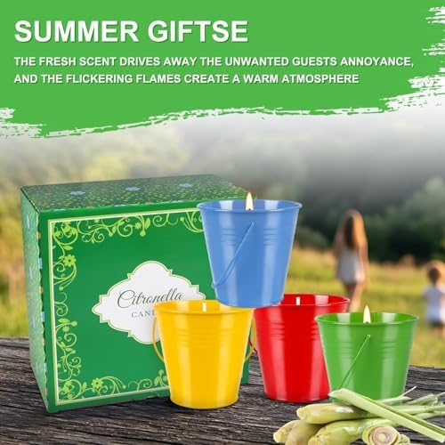 Citronella Candles Outdoor Set of 4-12oz Multicolor Soy Wax Candles, Clean Burning Smokeless for Patio Garden Balcony Decor, Long-Lasting Outdoor Candles with Natural Soy Wax Blend - Image 6