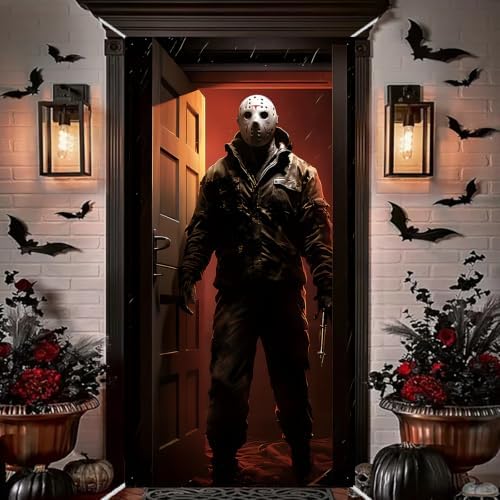 Halloween Door Cover, Horror Movie Character Banner Backdrop by WEUOPG