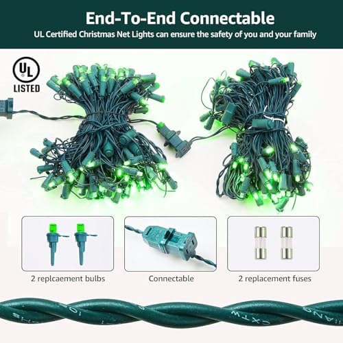 DEPMEM Led Christmas Net Lights Outdoor Christmas Decorations 120Led 6Ftx4Ft UL Certified Connectable Waterptoof Mesh Net Lights for Trees Bushes Shrubs Garden Outdoor Christmas Decorations(Green) - Image 4
