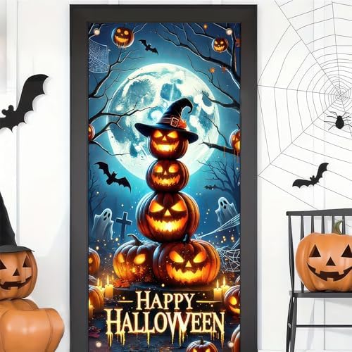BlissYard Halloween Door Cover Pumpkin Tower Graveyard 71 x 35 Inch by BlissYard