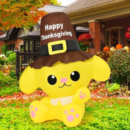 COMIN 5.2 FT Thanksgiving Inflatables Outdoor Dog Decorations, Fall Blow Up Inflatable with Built-in LEDs for Thanksgiving Indoor Yard Lawn Garden Decor by COMIN