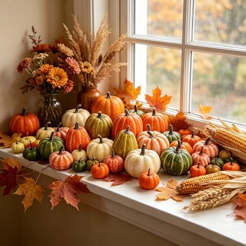 winemana 46 Pcs Artificial Pumpkins for Decorating Fall Decorations - Image 6