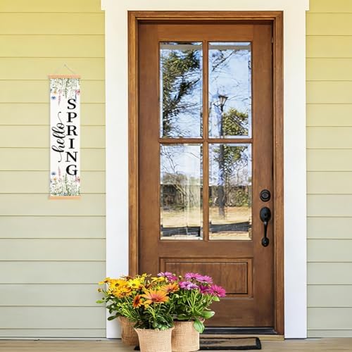 Hello Spring Porch Banner, Wildflower Hanging Door Banner, Seasonal Rustic Banners with Delicate Wildflowers, Hanging Decoration for Indoor Outdoor Home Farmhouse School Classroom Party Decor - Image 4