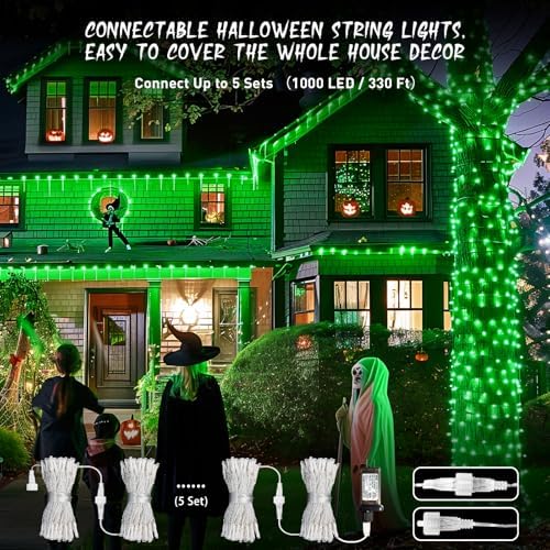 JMEXSUSS 200 LED Green Christmas Indoor Outdoor Halloween Lights Clear Wire - Image 2