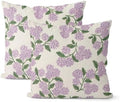 Purple Pink Pillow Covers 22x22 Inch 2 Pcs Green Hydrangea Flower Decor Throw Pillows Vintage Floral Seasonal Spring Summer Outdoor Decoration Pillowcase Linen Cushion Cover for Couch Sofa by DAFENA