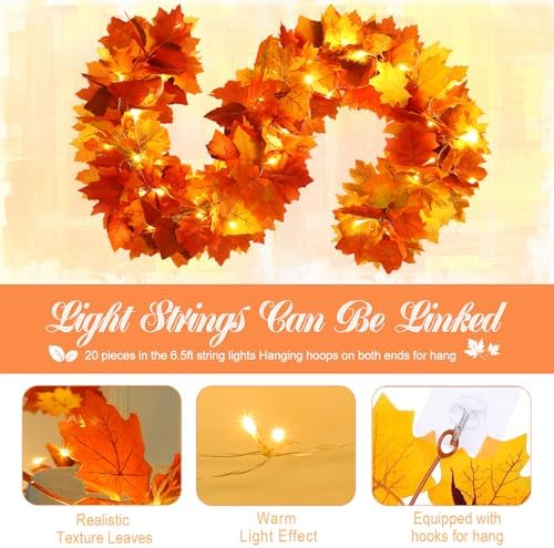 Joyhalo 2 Pack Fall Garland with 6.5FT LED Lights - Image 3