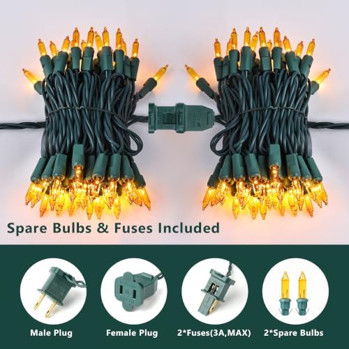 BrizLabs Gold Christmas Incandescent String Lights Outdoor 100 Count 19.7ft - Image 3