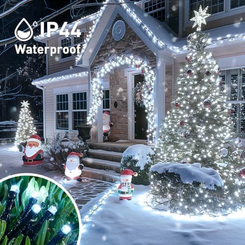 JMEXSUSS 200 LED White Christmas Lights Outdoor, 66ft String Lights Plug in - Image 6