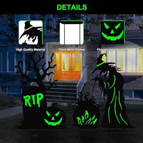BRIGHTDECK 3 Pcs Halloween Witch Yard Signs Outdoor Decorations, Large - Image 4
