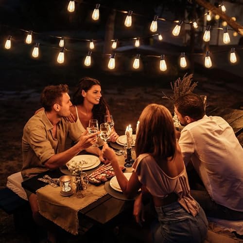 100FT Outdoor Patio Black String Lights with 52 Shatterproof ST38 LED Clear Globe Bulbs for Indoor/Outdoor, 2-Pack 50FT Connectable Hanging Lights for Backyard Balcony Party Decor - Image 5
