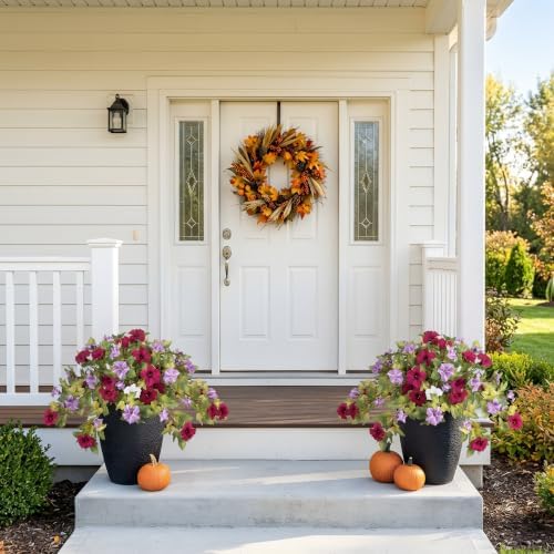 Ammyoo Artificial Fall Flowers Fake Petunias Plants for Outdoor Decoration - Image 5