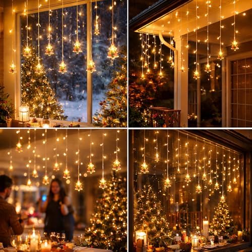 Curtain String Light Christmas Decoration Icicle Lights 8 Modes dimmable,108 LEDs 4M Christmas and Halloween String Lights for Home,Office,Party,bar,Holiday,Party (Warm White) - Image 5