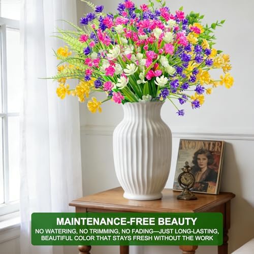 20 Bundles Artificial Flowers for Outdoors, Summer Spring Grass Camellia - Image 5