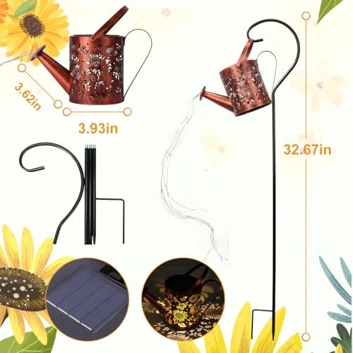 Sunflowers Solar Lights Outdoor Garden Sunflower Gifts, Gardening Gifts, Solar Watering Can Lantern Gifts for Mom Grandma Women, Patio, Yard, Pathway Lantern Decoration Gifts for Mom Grandma Women - Image 4