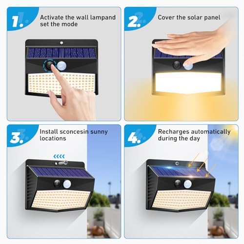 Peasur 1 Pack Solar Motion Sensor Lights Outdoor Waterproof with 3 Modes - Image 5