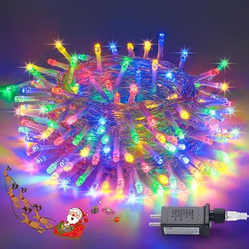 JMEXSUSS 200 LED Multicolor Christmas Tree Lights Outdoor Indoor Clear Wire by JMEXSUSS