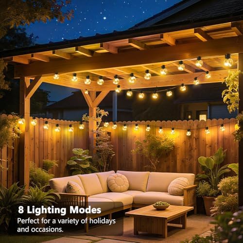 30ft Outdoor String Lights Battery Powered, 20 G40 LED Patio Bulbs - Image 2