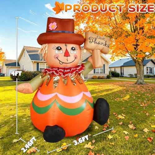 4FT Fall Thanksgiving Inflatables Outdoor Decorations with Built-in LED - Image 3