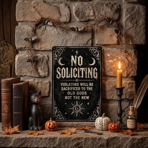 Halloween Metal Art Sign Funny No Soliciting Old Gods Wall Decor - Image 7