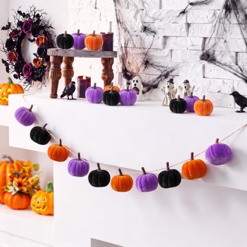 Mindsoft 8.2 ft Pumpkin Garland Halloween Color Velvet by Mindsoft