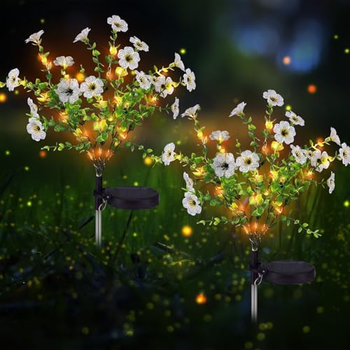 Glooglitter 2 Pack Milky Solar Flower Stake Light Outdoor Garden, Violet by Glooglitter