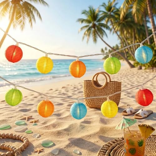 Multicolor Lantern String Lights Outdoor, 8.5FT Plug-in Patio String Lights with 10 Mini Hanging Lanterns, Waterproof Decorative Lights for Garden, Bedroom, Bistro, Christmas Party by Pallerina