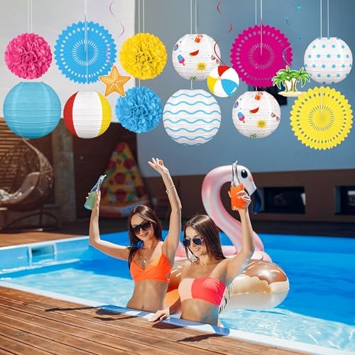 Renbuzhu 15Pcs Beach Party Decorations Pool Luau Summer Decor Set - Image 5