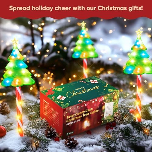 Christmas Solar Lights Outdoor Pathway: 6 Pack 25inch Solar Christmas Decorations Outdoor, Solar-Powered Xmas Tree Candy Cane Lights Outside for Yard Garden Walkway Driveway Christmas Decor - Image 2