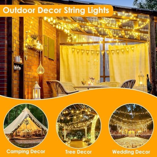 2 Pack 66FT 200 LED Fairy Lights with Remote, Plug in Twinkle Lights - Image 6
